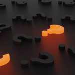 3D rendered question marks in orange and gray
